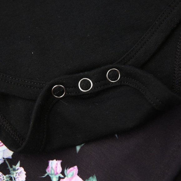 NEW Infant Girls Black Floral Little Sister 4 Pc Outfit - Picture 5 of 7